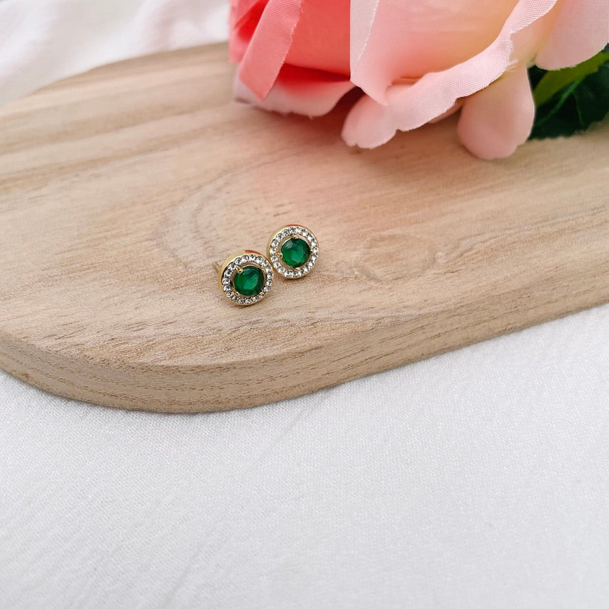 Boucles D'oreilles Duchesse ronde vert