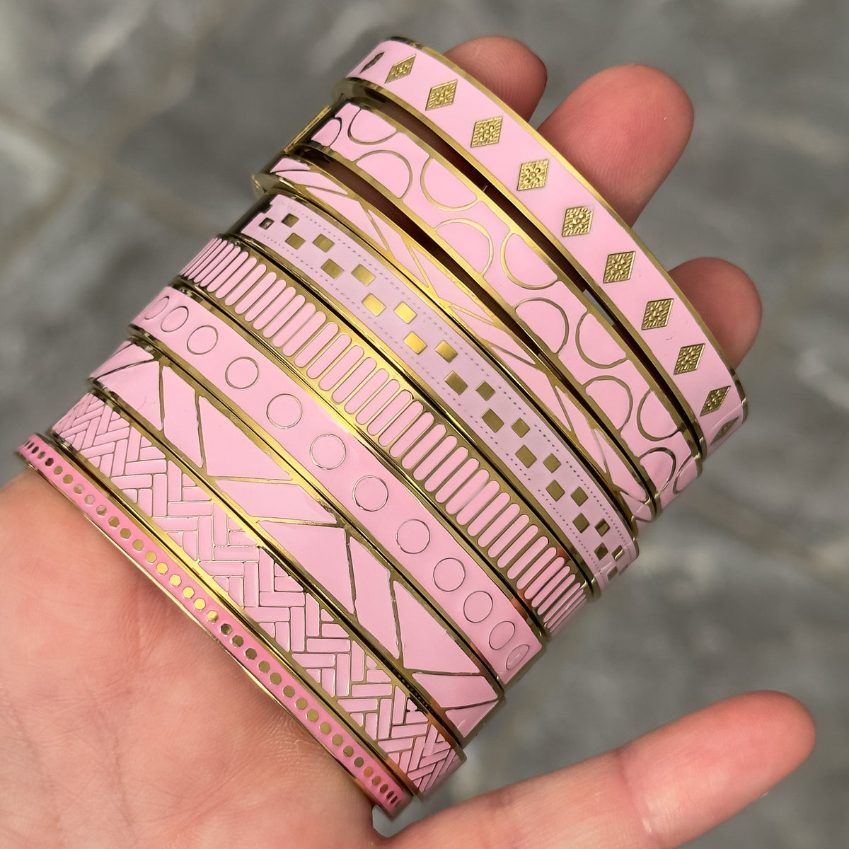 Bracelet Jonc Design Rose - Rayures
