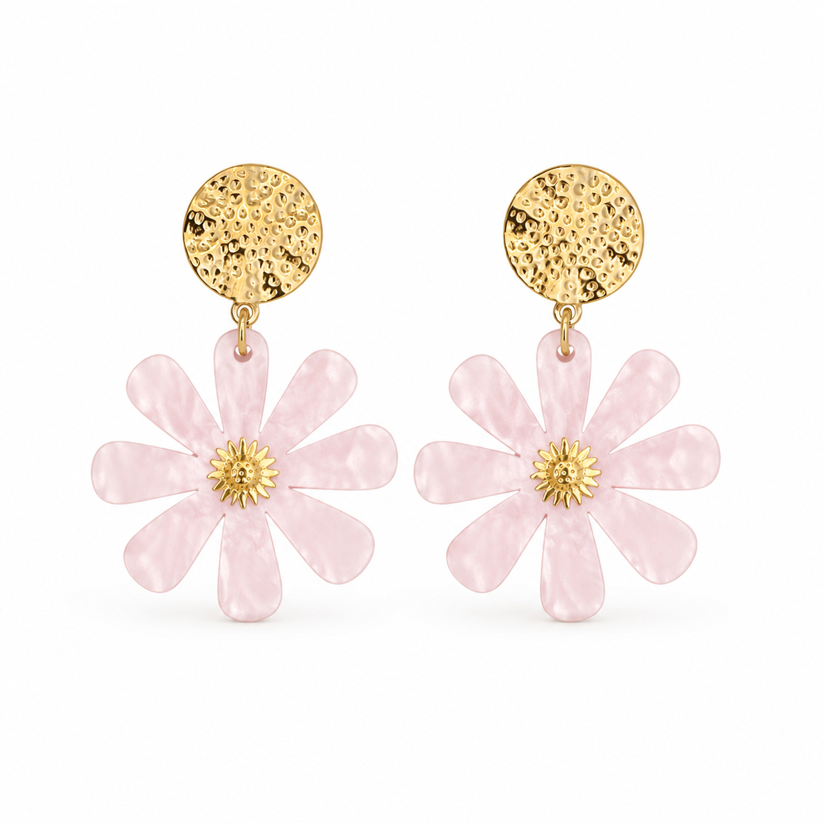 Boucles d'oreilles Fleur rose