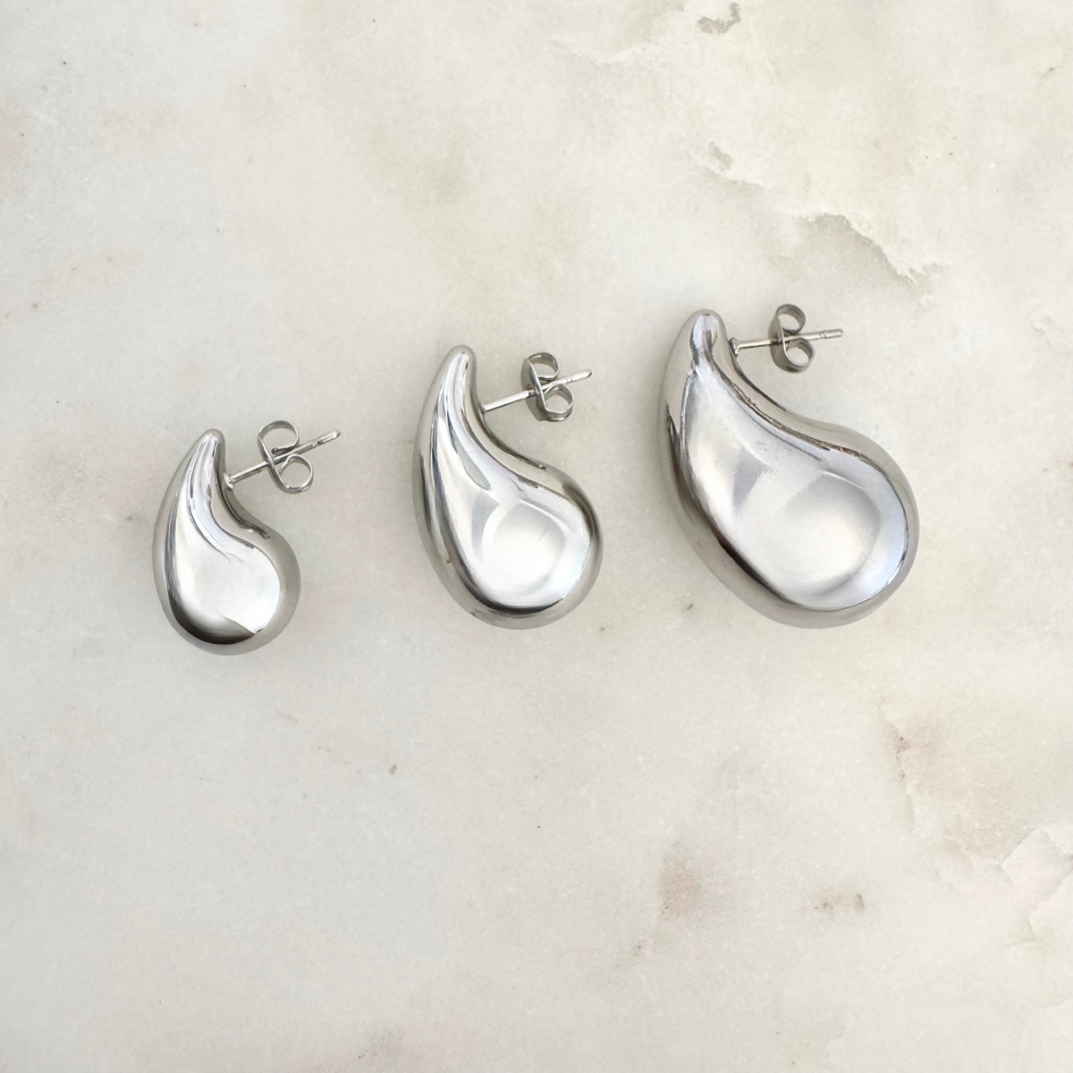 Boucles D'oreilles Goutte d'Eau argenté