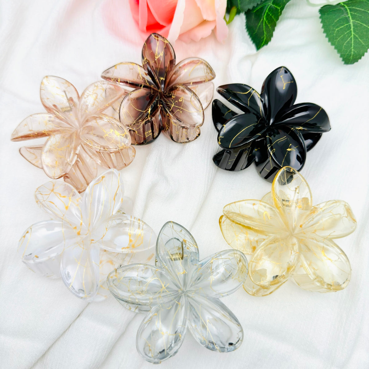 Pince à cheveux Fleur marbré