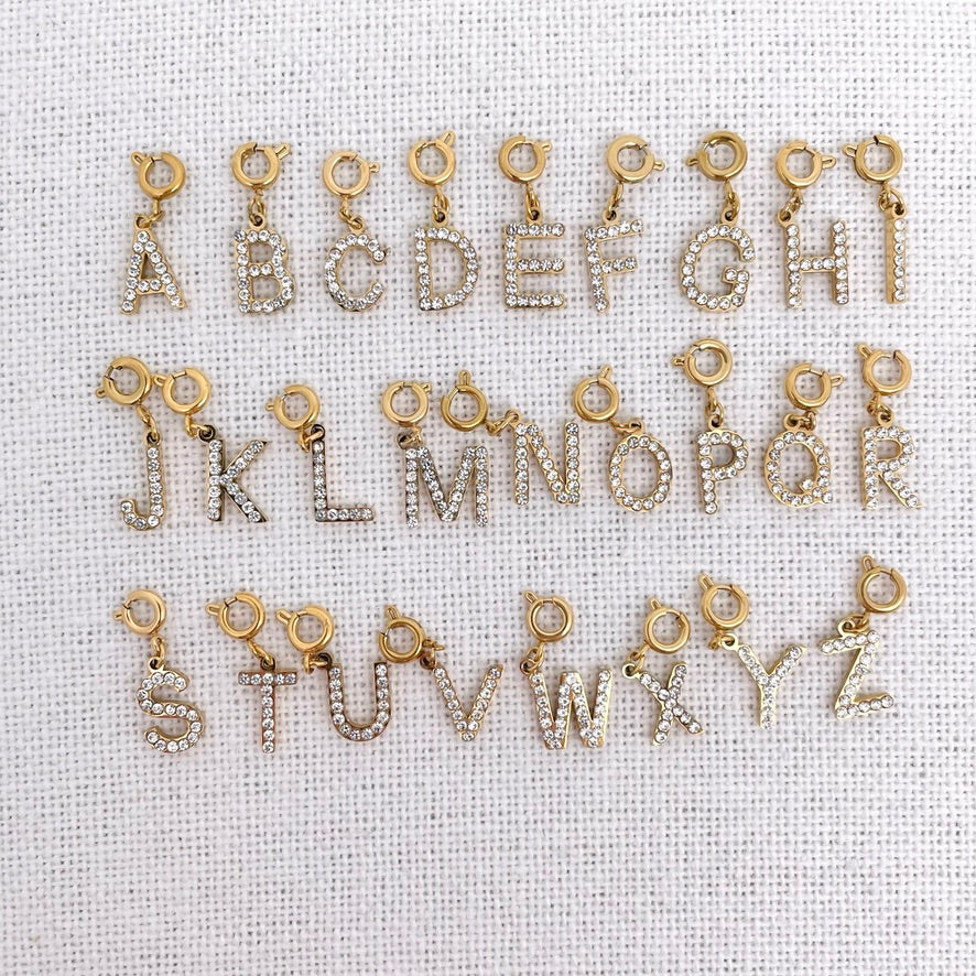 Charms lettres initiales zircons