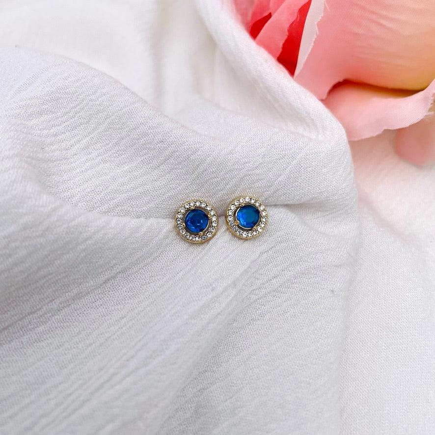Boucles D'oreilles Duchesse ronde bleu