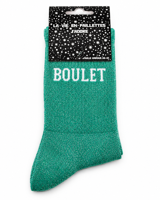 Chaussettes à Paillettes Message " Boulet"