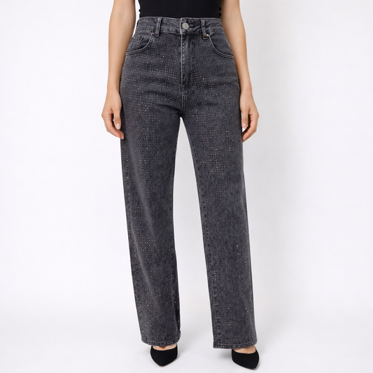 Jean gris strass