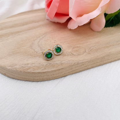Boucles D'oreilles Duchesse ronde vert