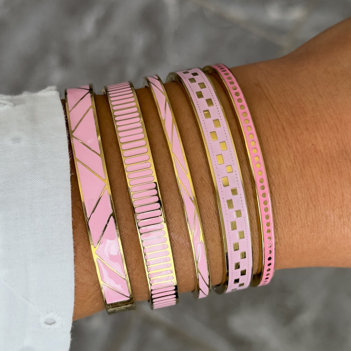 Bracelet Jonc Design Rose - Rayures
