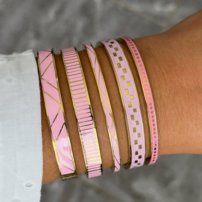 Bracelet Jonc Design Rose - Rayures