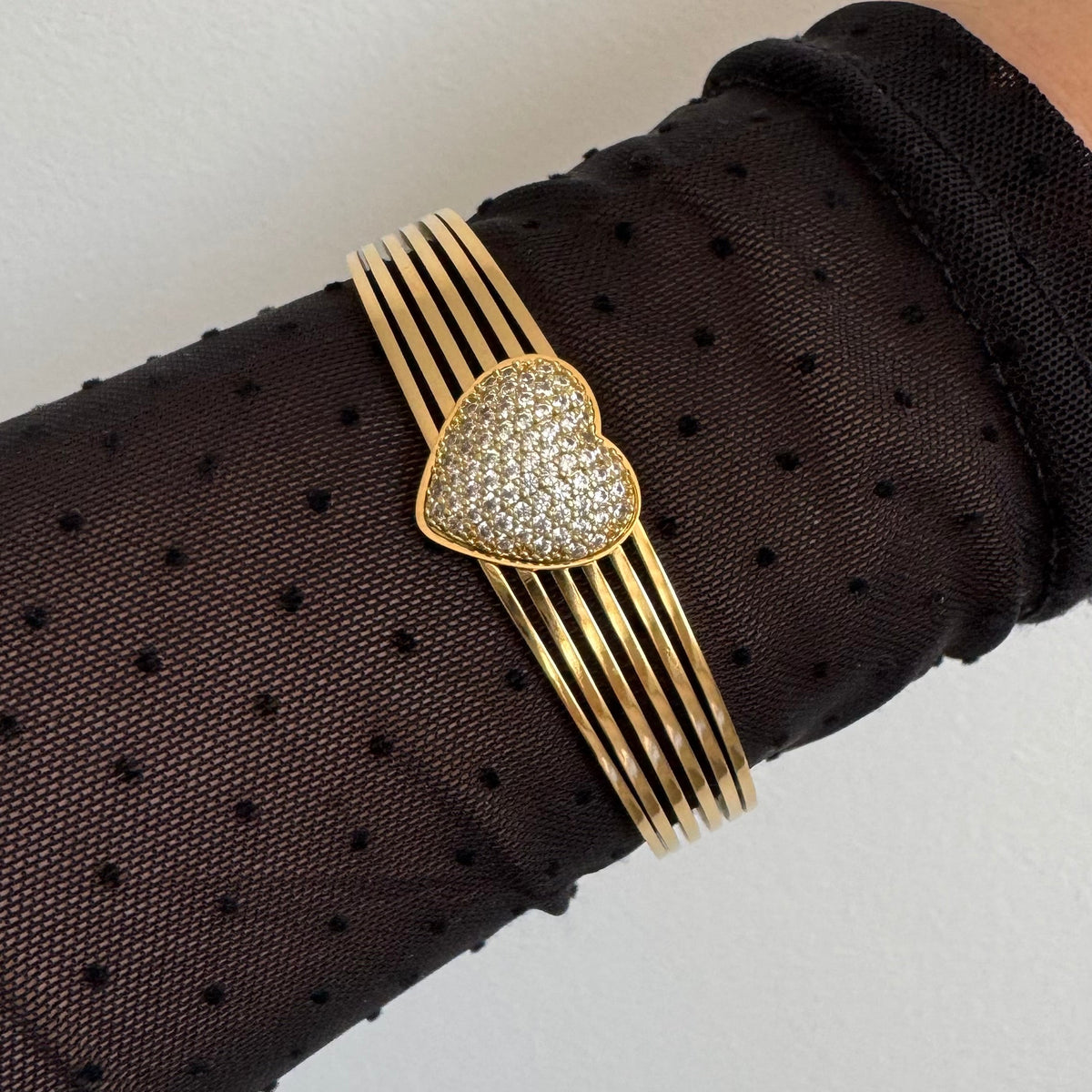 Bracelet Jonc Coeur Strass