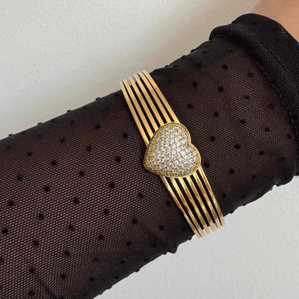 Bracelet Jonc Coeur Strass