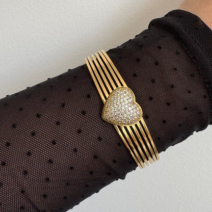 Bracelet Jonc Coeur Strass