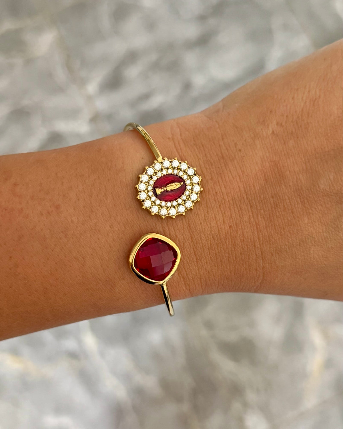 Bracelet Jonc Madone Rouge
