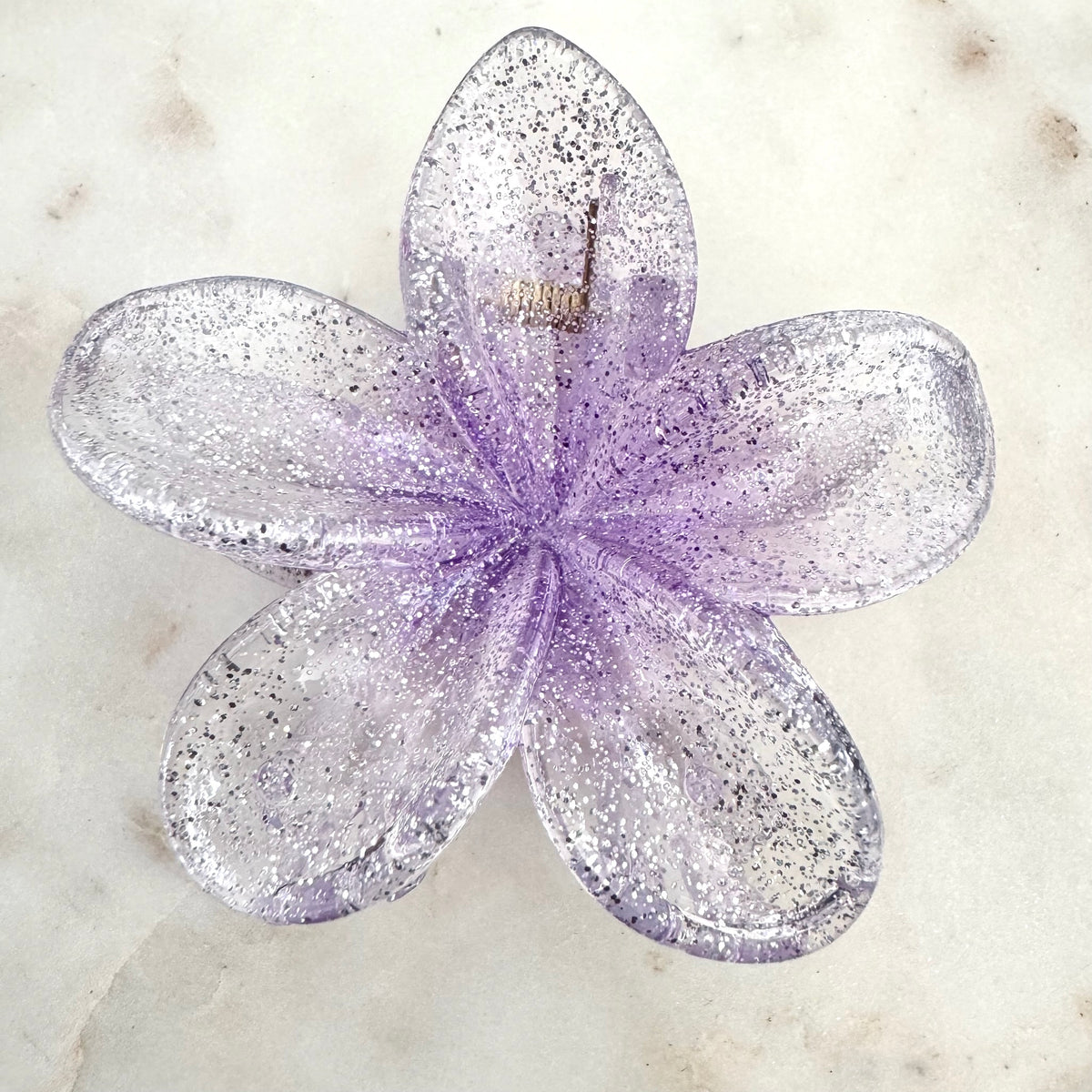 Pince à cheveux Fleur Paillettes transparentes