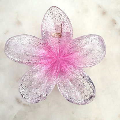 Pince à cheveux Fleur Paillettes transparentes