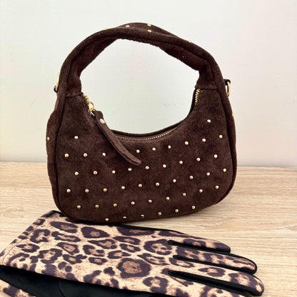 Mini Sac Suédé Clouté – Cuir véritable – Made in Italy