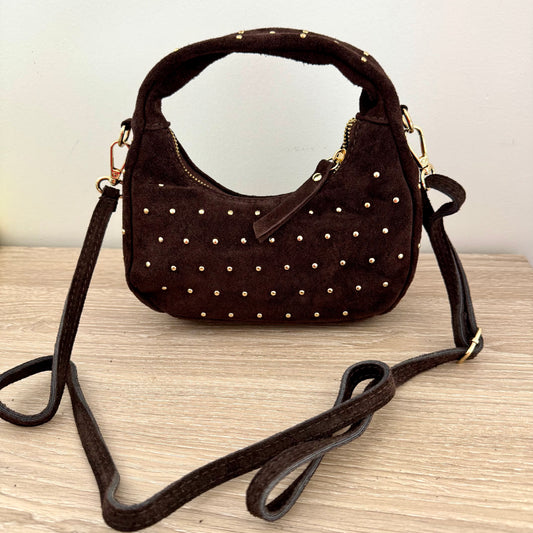 Mini Sac Suédé Clouté – Cuir véritable – Made in Italy