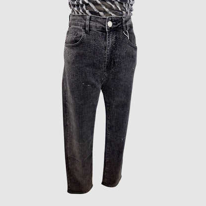 Jean gris strass
