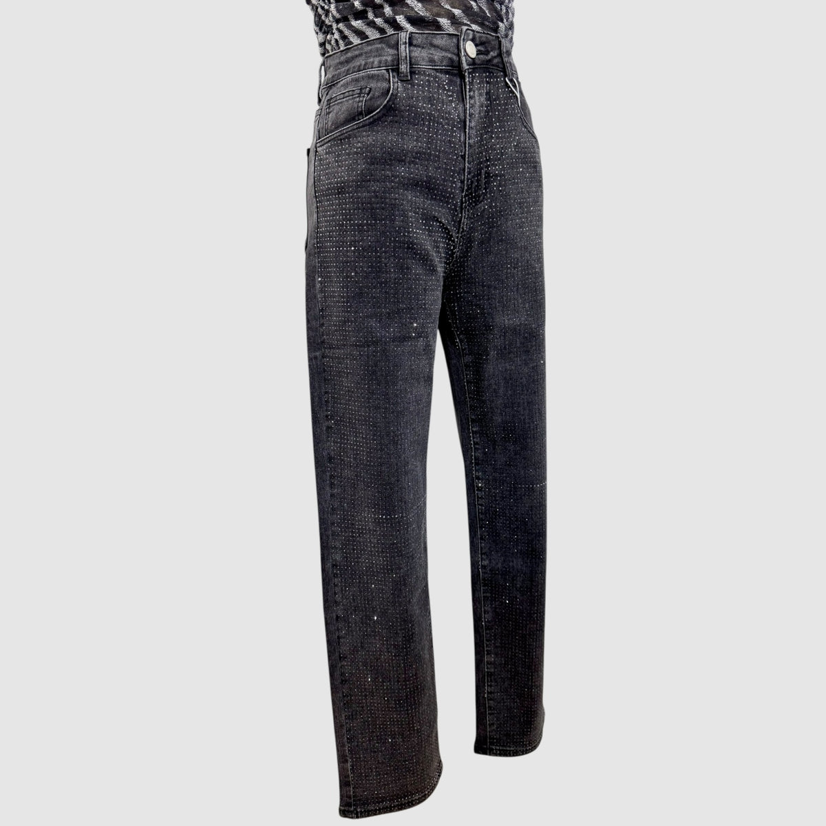 Jean gris strass