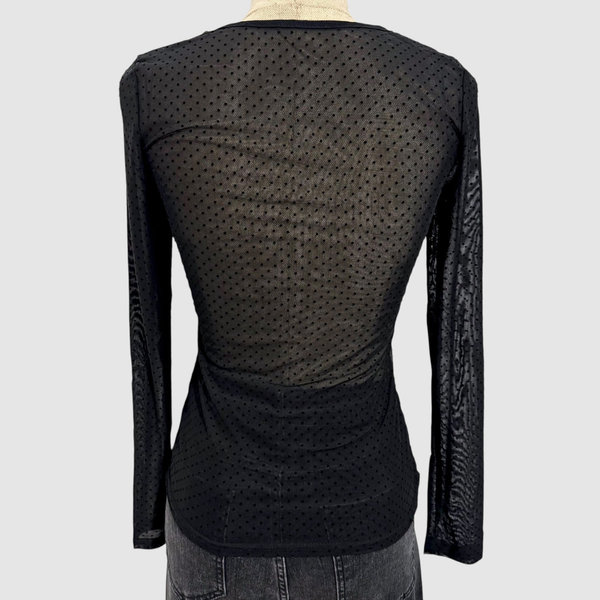 Top manches longues pois noir