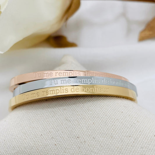 Bracelet message "TU ME REMPLIS DE BONHEUR "