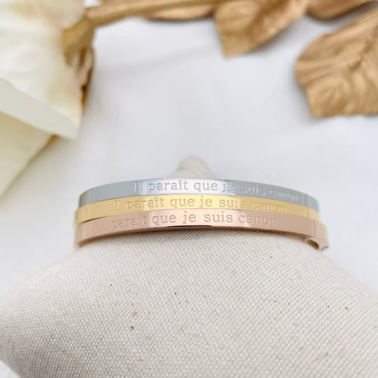Bracelet message "IL PARAIT QUE JE SUIS CANON"